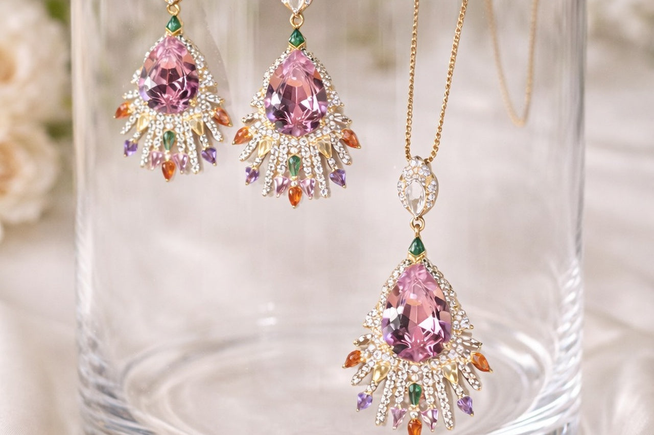 Radiant Bloom CZ Necklace & Earrings Set