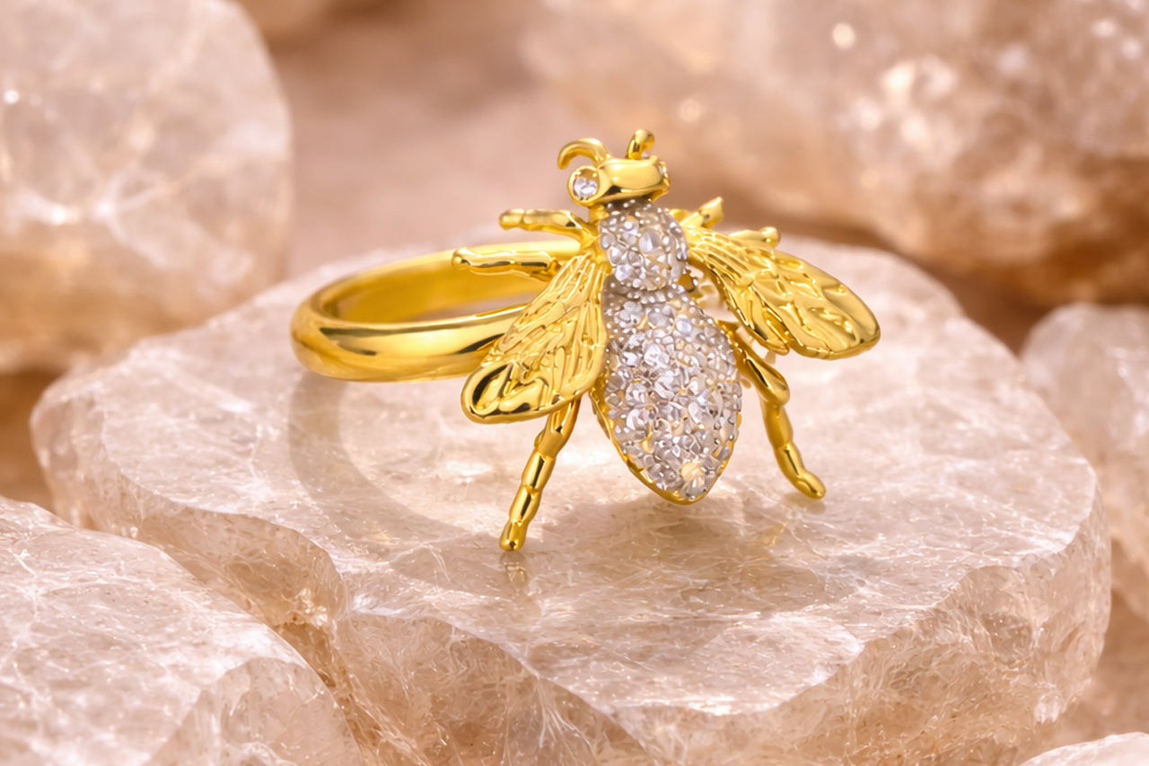 Golden Bee Statement Ring