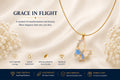 Asterials 18K Gold Plated Blue Floral Butterfly Charm Pendant Necklace