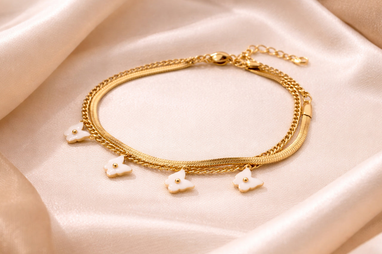 18K Gold Plated Butterfly Charm Bracelet