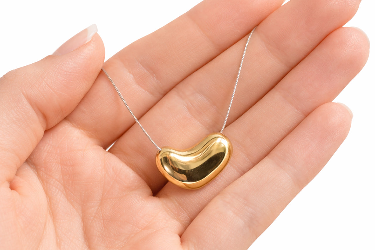 Golden Bean Pendant Necklace