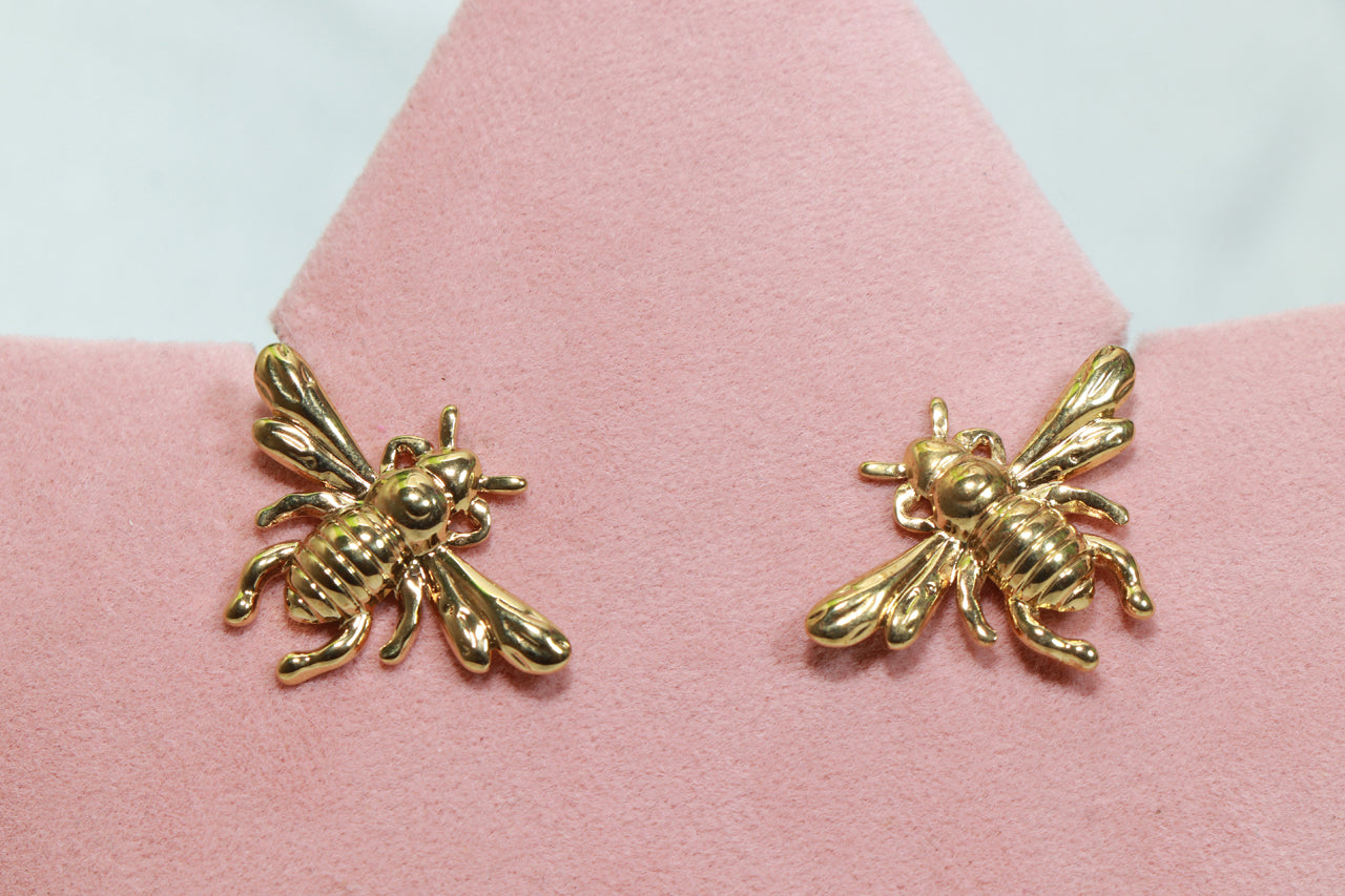 Gold Bee Stud Earrings for Women