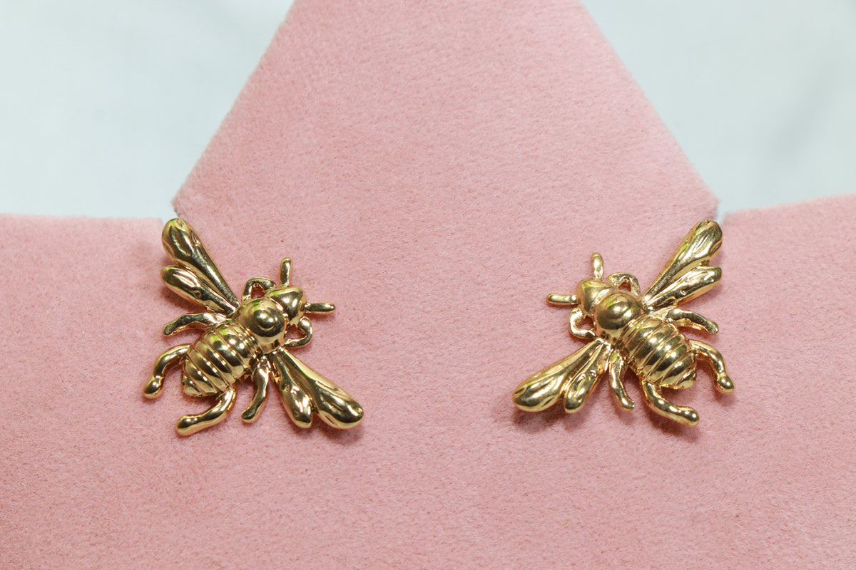 Gold Bee Stud Earrings for Women