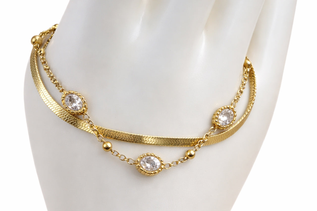 18K Gold Plated Crystal Wave Bracelet