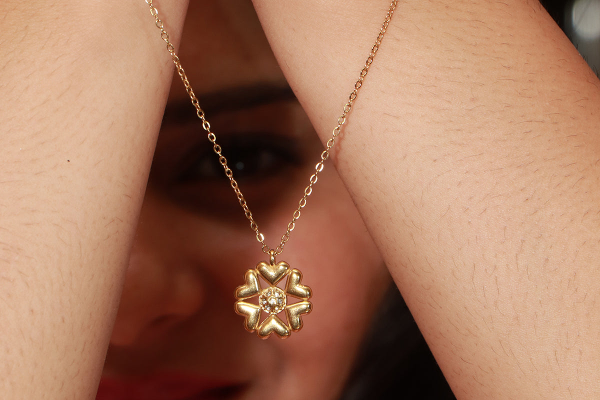 Golden Bloom Crystal Flower Pendant Necklace for Women | Asterials