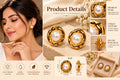 Asterials Gold Plated Pearl Stud Earrings for Women | Elegant Textured Statement Earrings