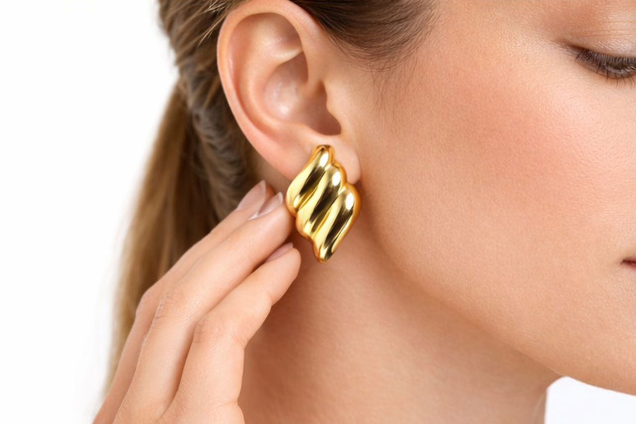 18K Gold Plated (3 Micron) Twisted Stud Earrings