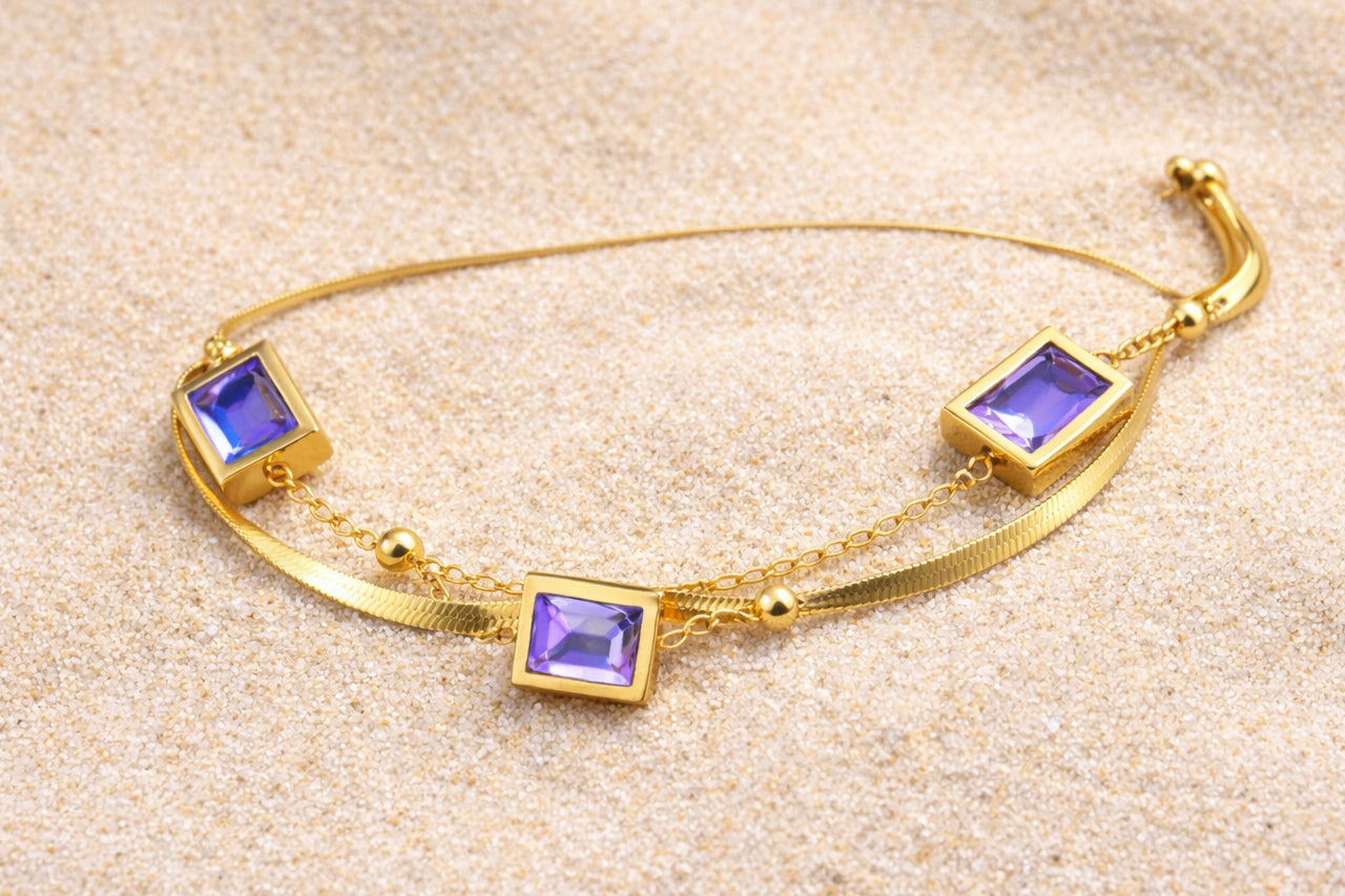 Royal Amethyst Gold Bracelet