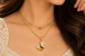 Asterials Golden Butterfly Crystal Pendant Layered Necklace