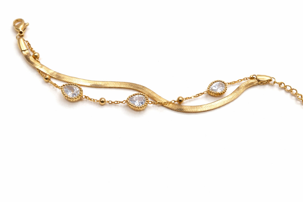 18K Gold Plated Crystal Wave Bracelet