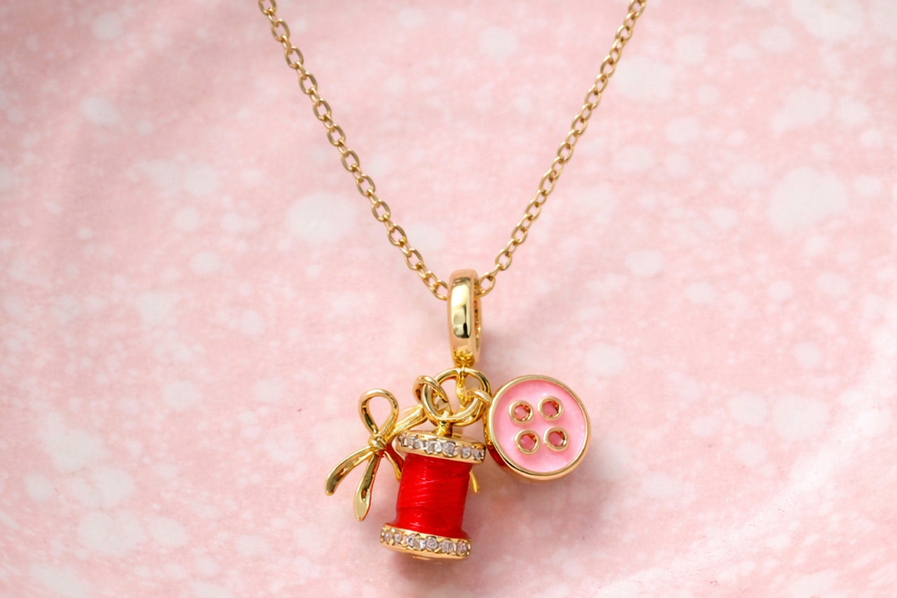 Anti-Tarnish 18K Gold Plated  (3 Micron) Sewing Charm Necklace