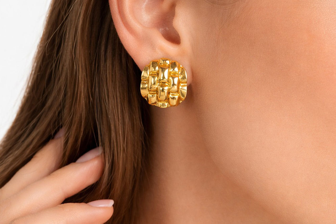 Premium 18K Gold Plated (3 Micron) Chunky Stud Earrings