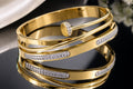 Elegant 18K Gold Plated Crystal Cuff Bracelet (3 Micron)