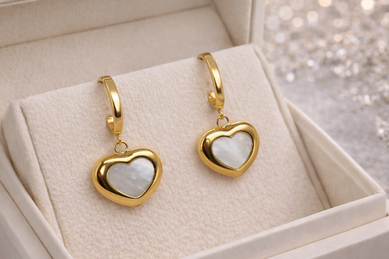 Golden Heart Drop Earrings
