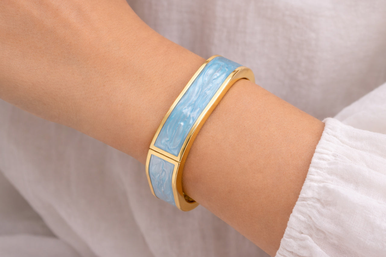 18K Gold Plated Enamel Statement Bangle
