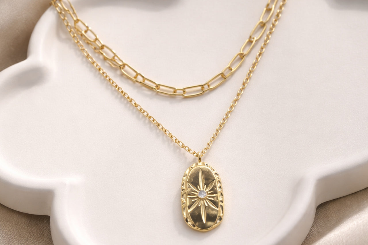 Layered Star Medallion Necklace
