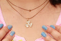 Asterials Golden Floral Cubic Zirconia Layered Pendant Necklace
