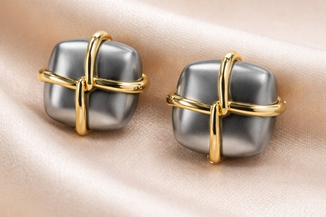 Interlock Cube Stud Earrings