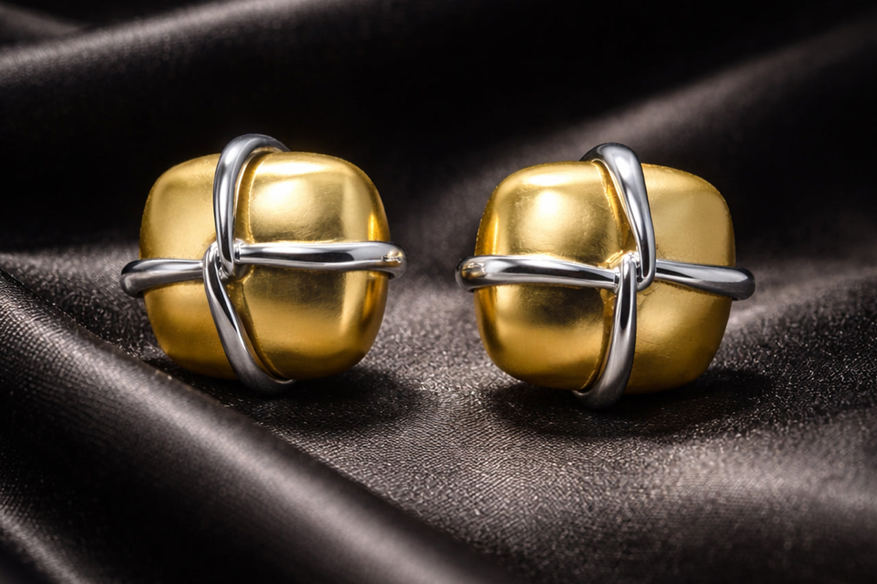 Interlock Cube Stud Earrings