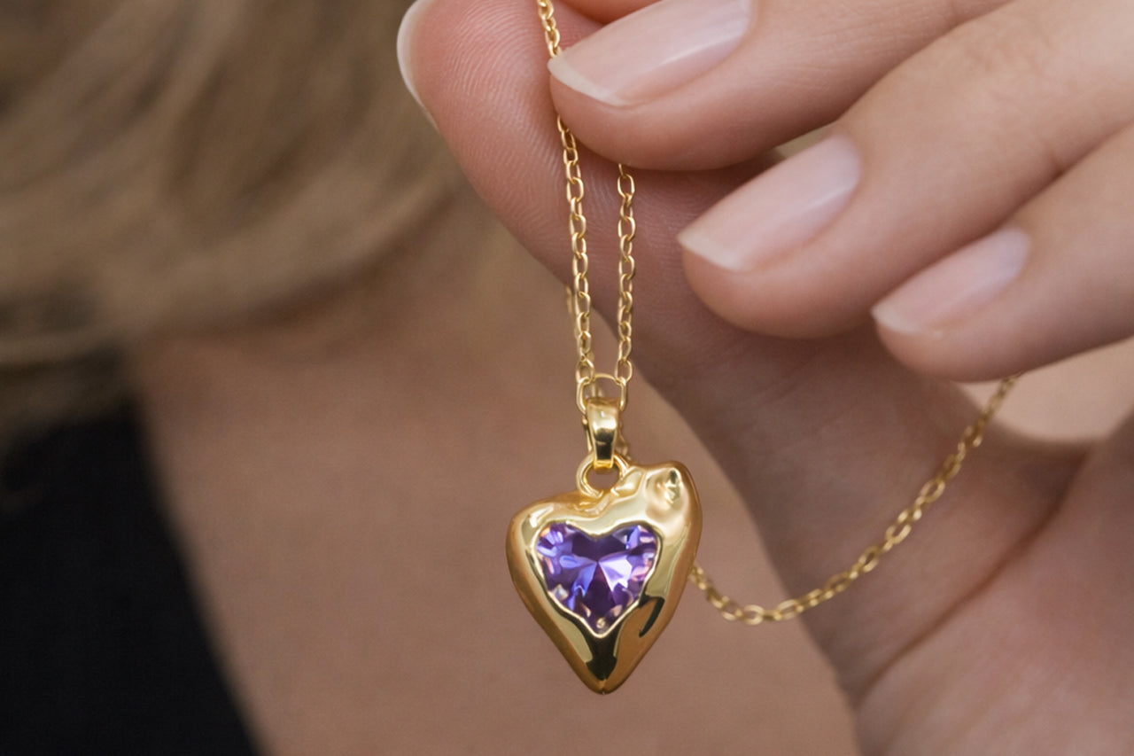 18K Gold Plated (3 Micron) | Elegant Heart CZ Pendant Necklace