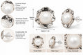 Silver-Tone Floral Pearl Stud Earrings