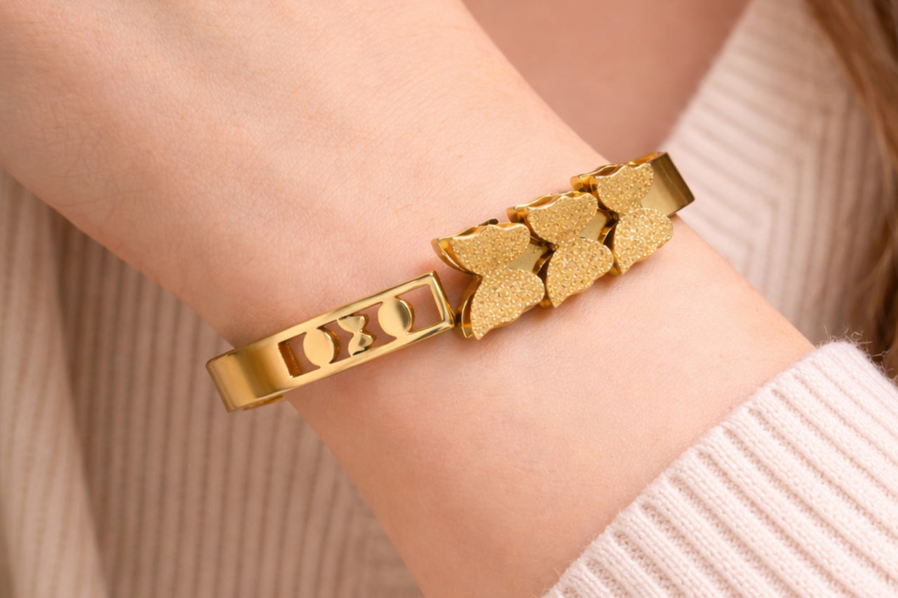 Golden Butterfly Charm Bangle