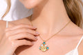 18K Gold Plated Stone with Matching Pearl & Blue Crystal Necklace Set