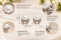Silver-Tone Bow Pearl Stud Earrings
