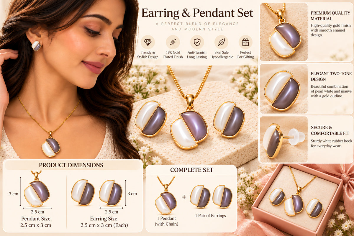 Gold-Tone Two-Tone Pendant Earring Set for Women
