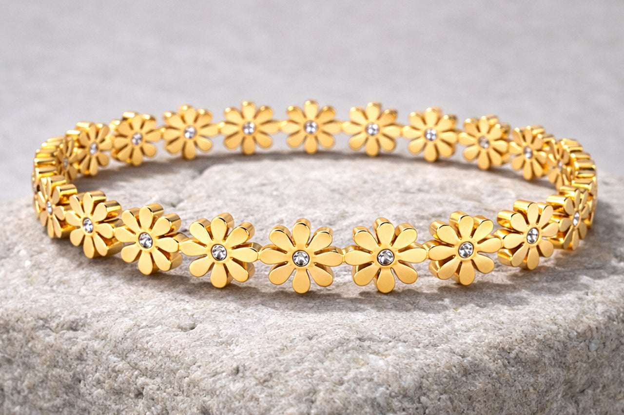Golden Daisy Charm Bracelet