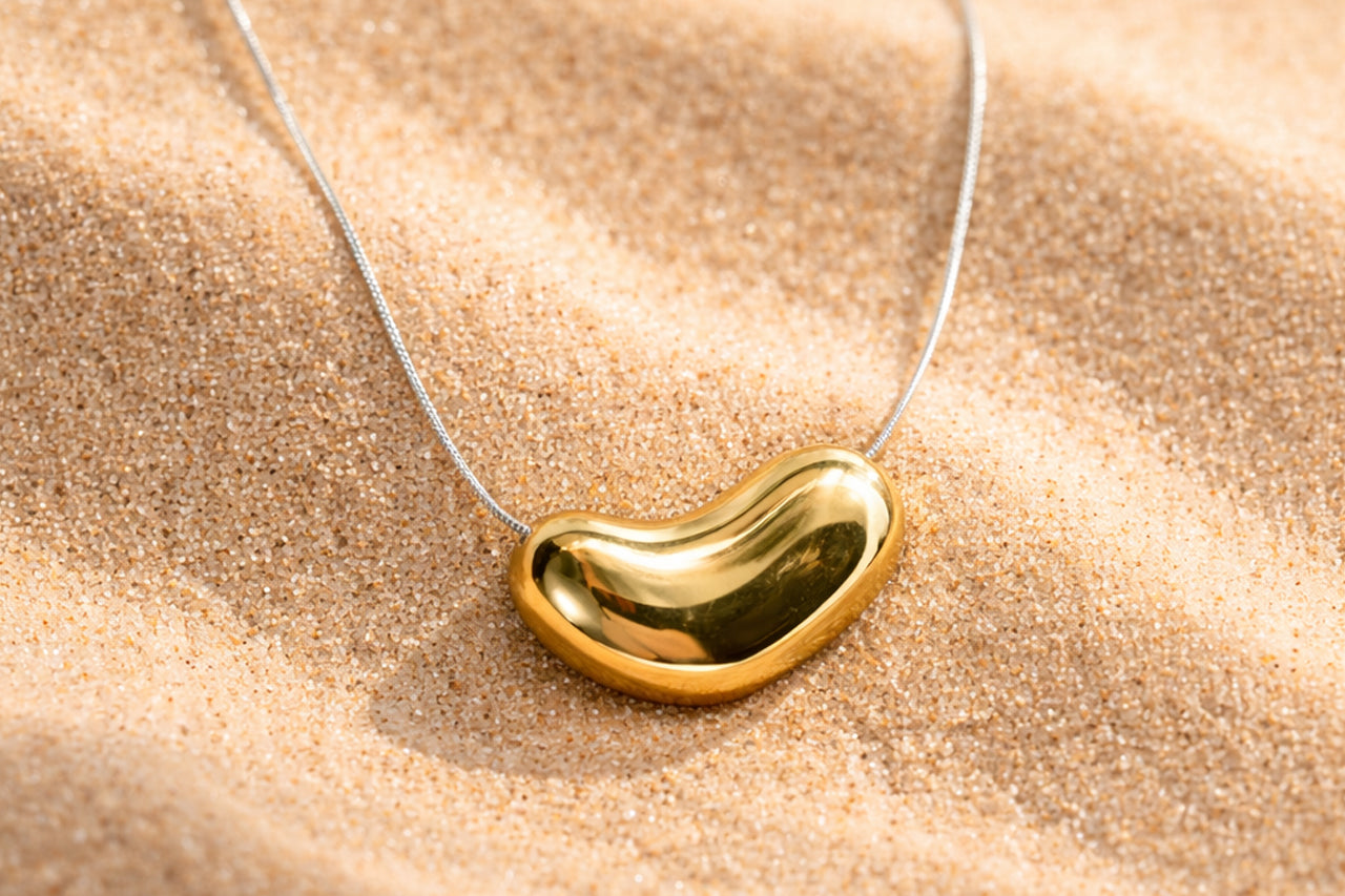 Golden Bean Pendant Necklace