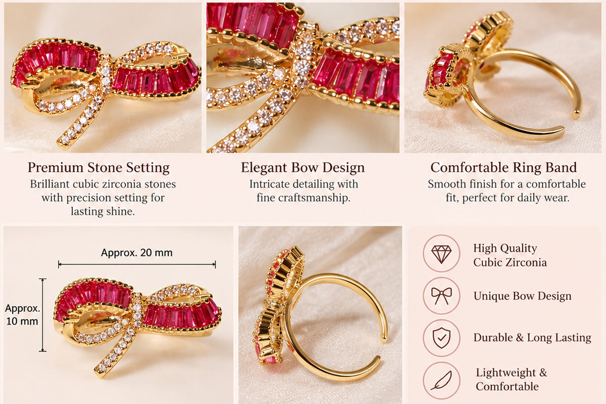 Asterials Ruby Red Bow Statement Ring