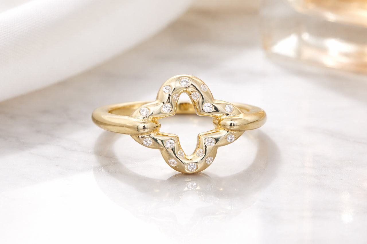 Crystal Clover Ring