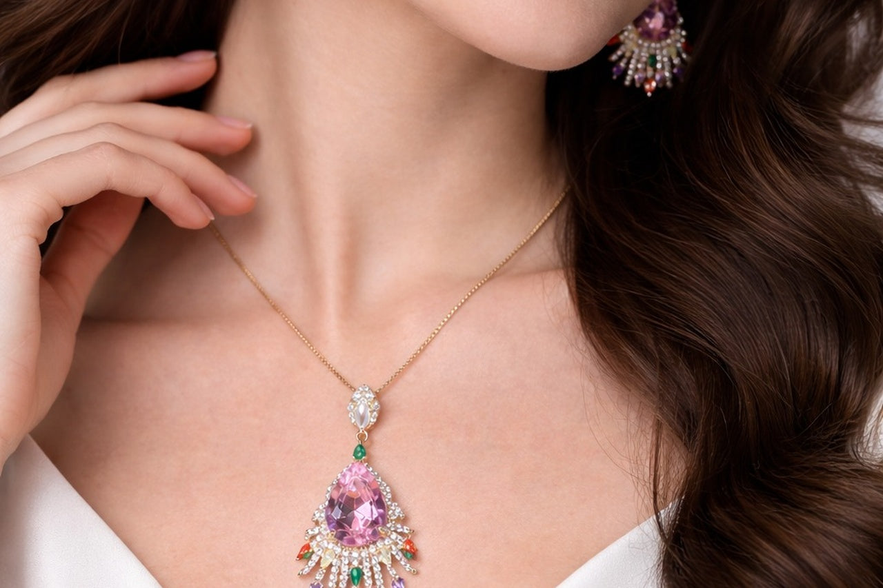 Radiant Bloom CZ Necklace & Earrings Set