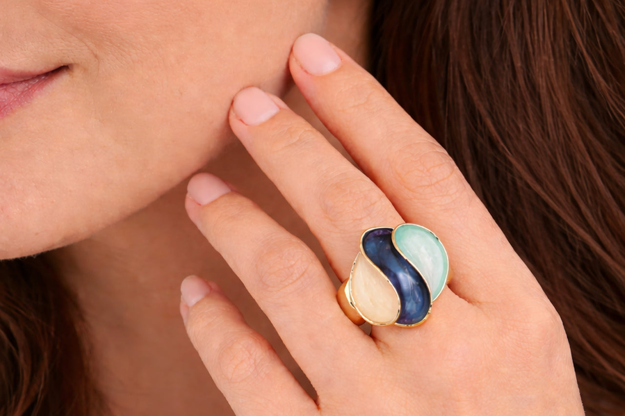 Ocean Flow Enamel Statement Ring