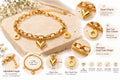 Asterials 18K Gold Plated Dual Chain Charm Bracelet for Women | Heart & Star Disc Charms | Anti-Tarnish Everyday Jewellery