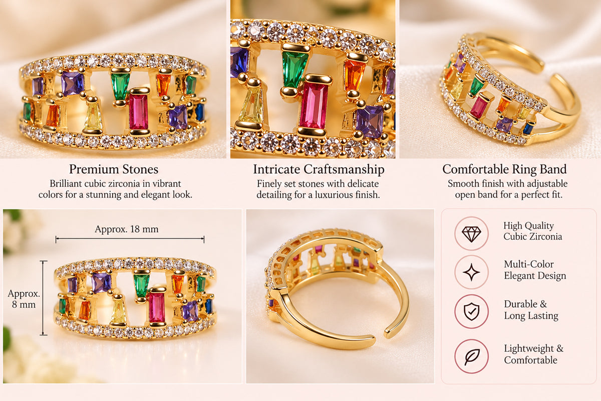 Multicolour Baguette Stone Statement Ring