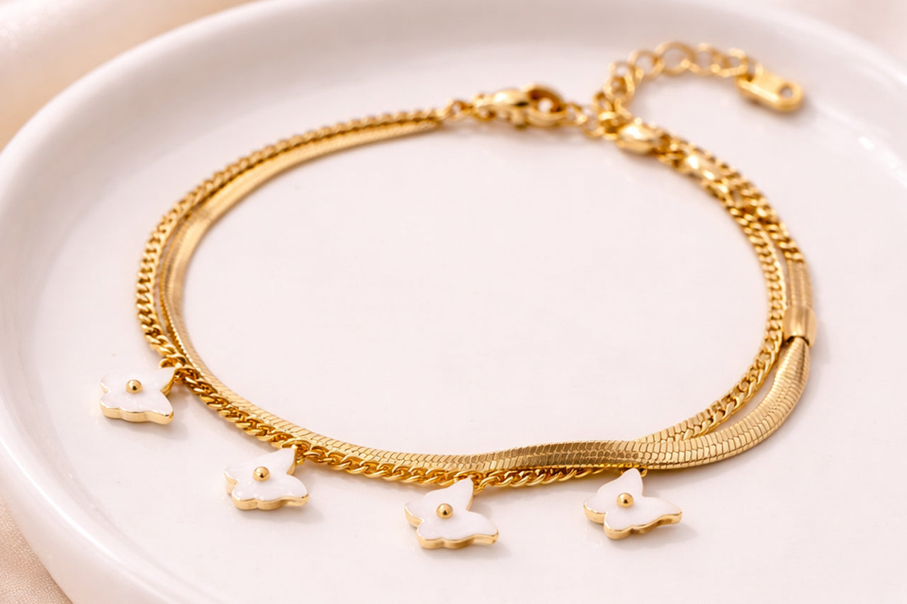 18K Gold Plated Butterfly Charm Bracelet