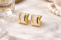 Ivory Wave Gold Stud Earrings