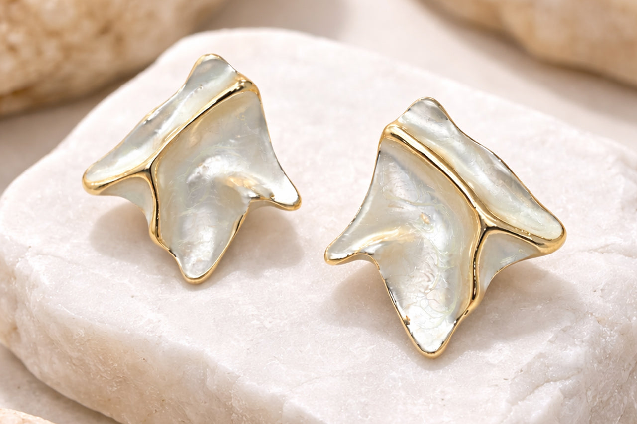 Ethereal Pearl Bloom Stud Earrings
