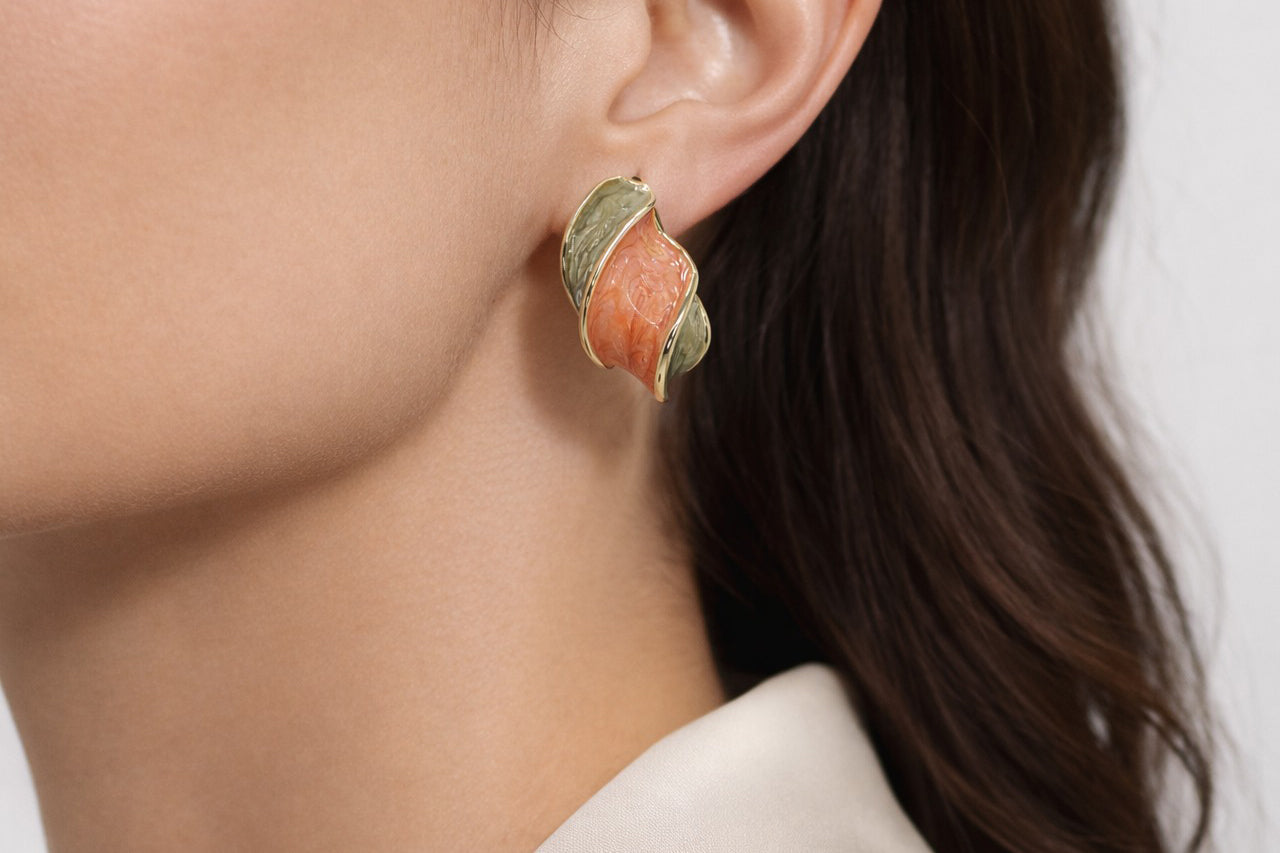Aureline Wave Earrings — Gold Plated with Enamel Artistry