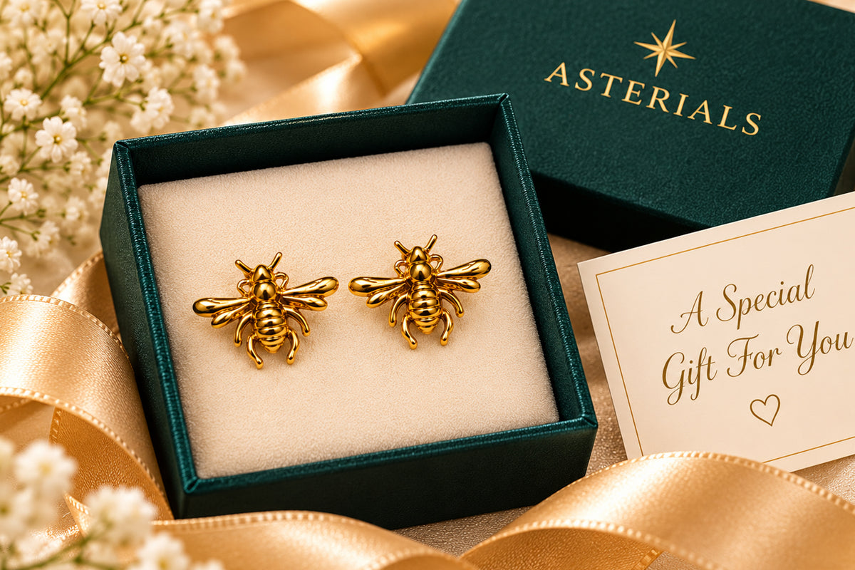 Gold Bee Stud Earrings for Women