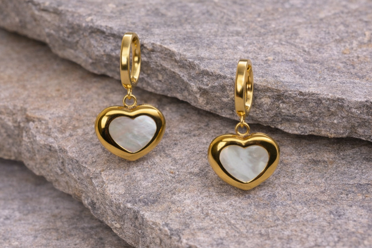 Golden Heart Drop Earrings