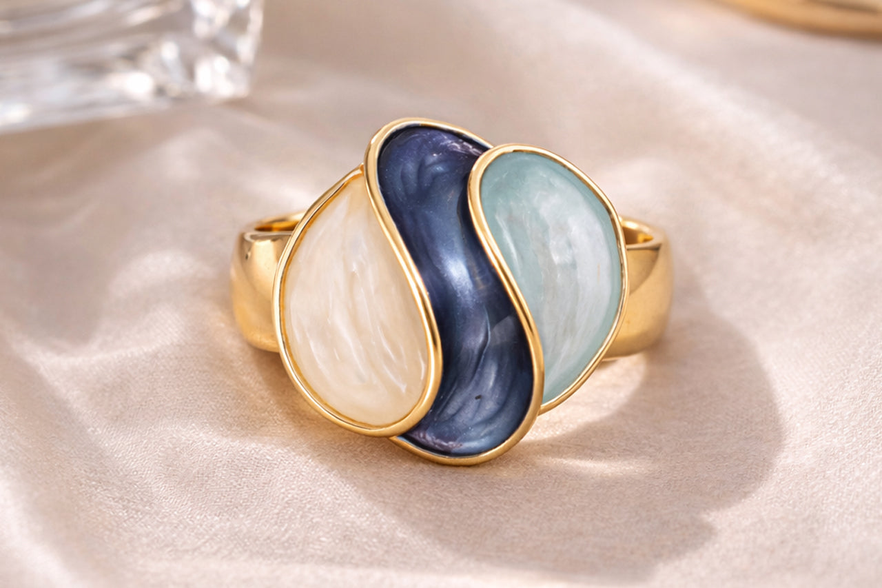 Ocean Flow Enamel Statement Ring
