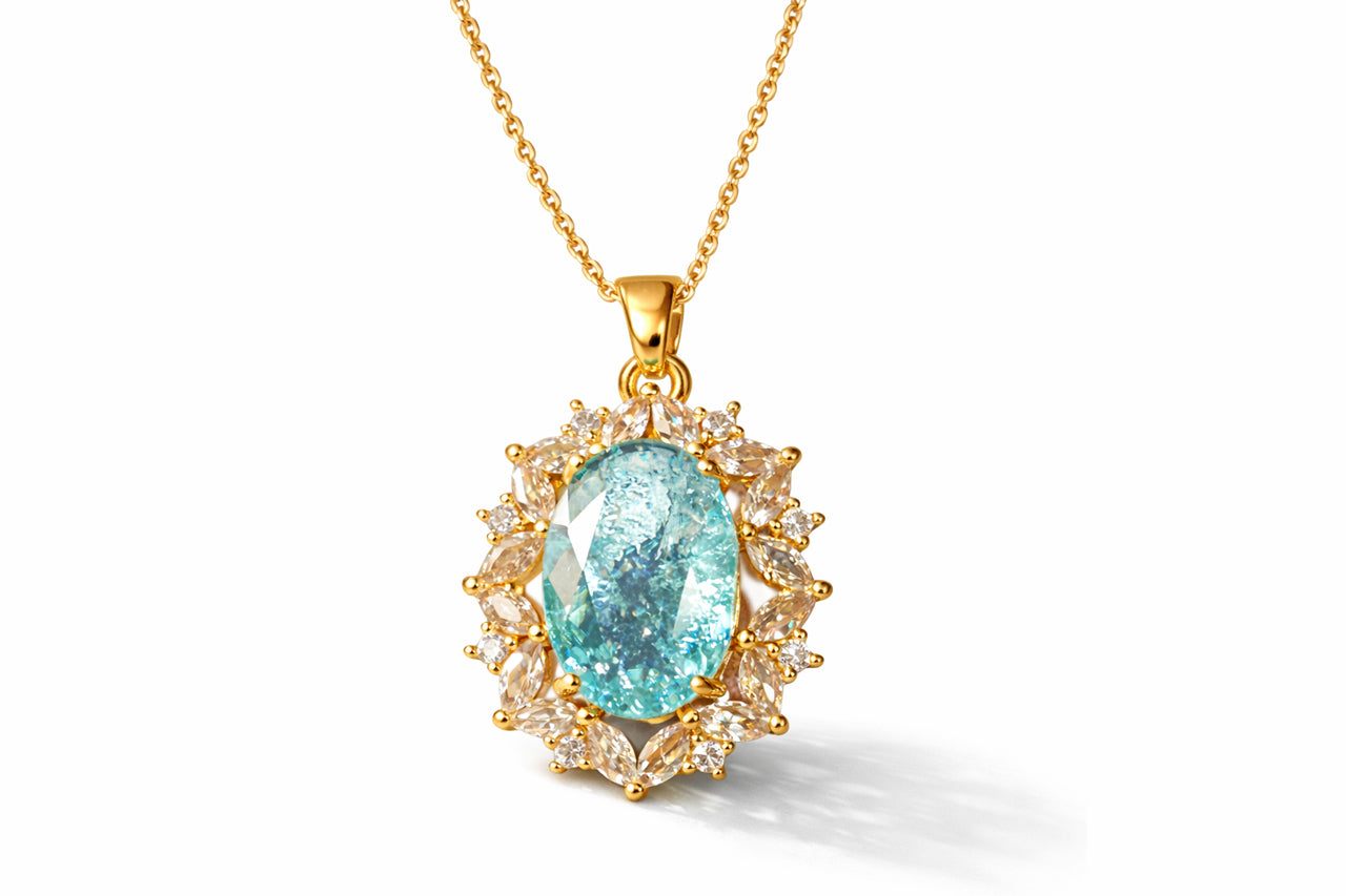 18K Gold Plated (3 Micron) Ice Crush Doublet Necklace