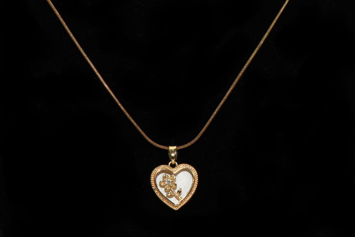 Asterials 18K Gold Plated Heart Floral Pendant Necklace for Women