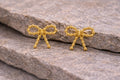 Golden Bow Beaded Stud Earrings