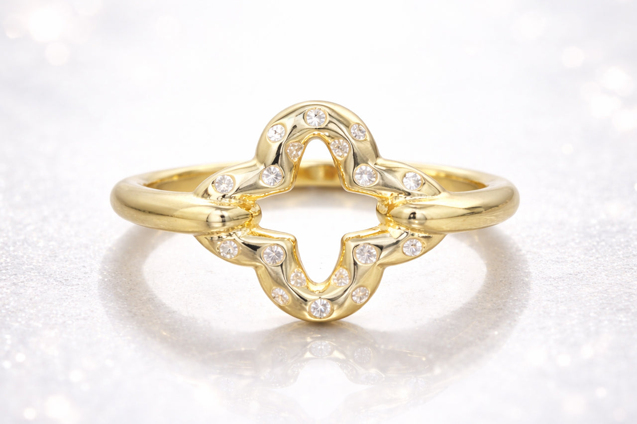 Crystal Clover Ring