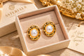 Asterials Gold Plated Pearl Stud Earrings for Women | Elegant Textured Statement Earrings