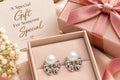 Silver-Tone Bow Pearl Stud Earrings